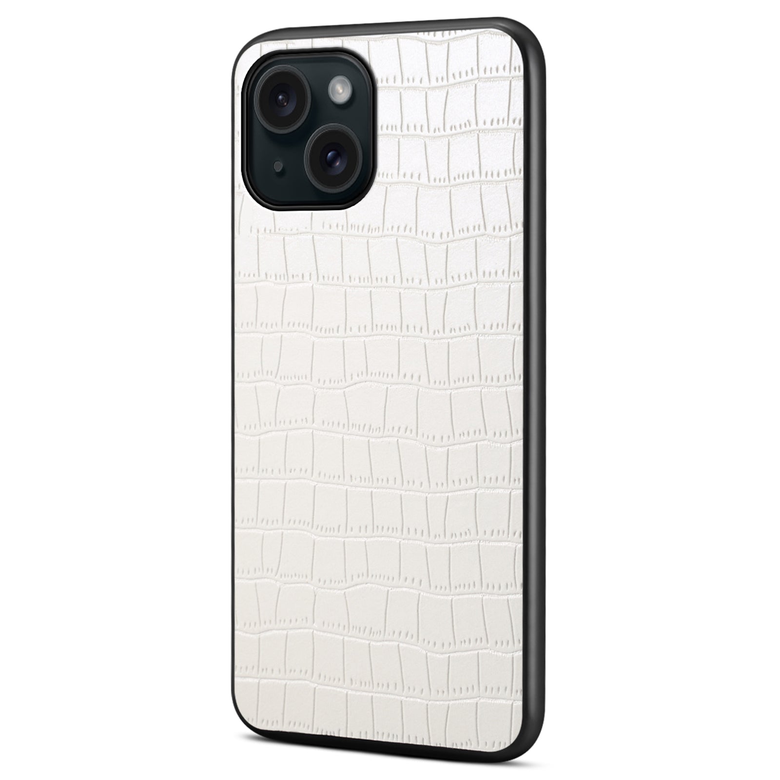For iPhone 15 Plus Cases Leather Coated PC+TPU Drop-resistant Phone Back Shell
