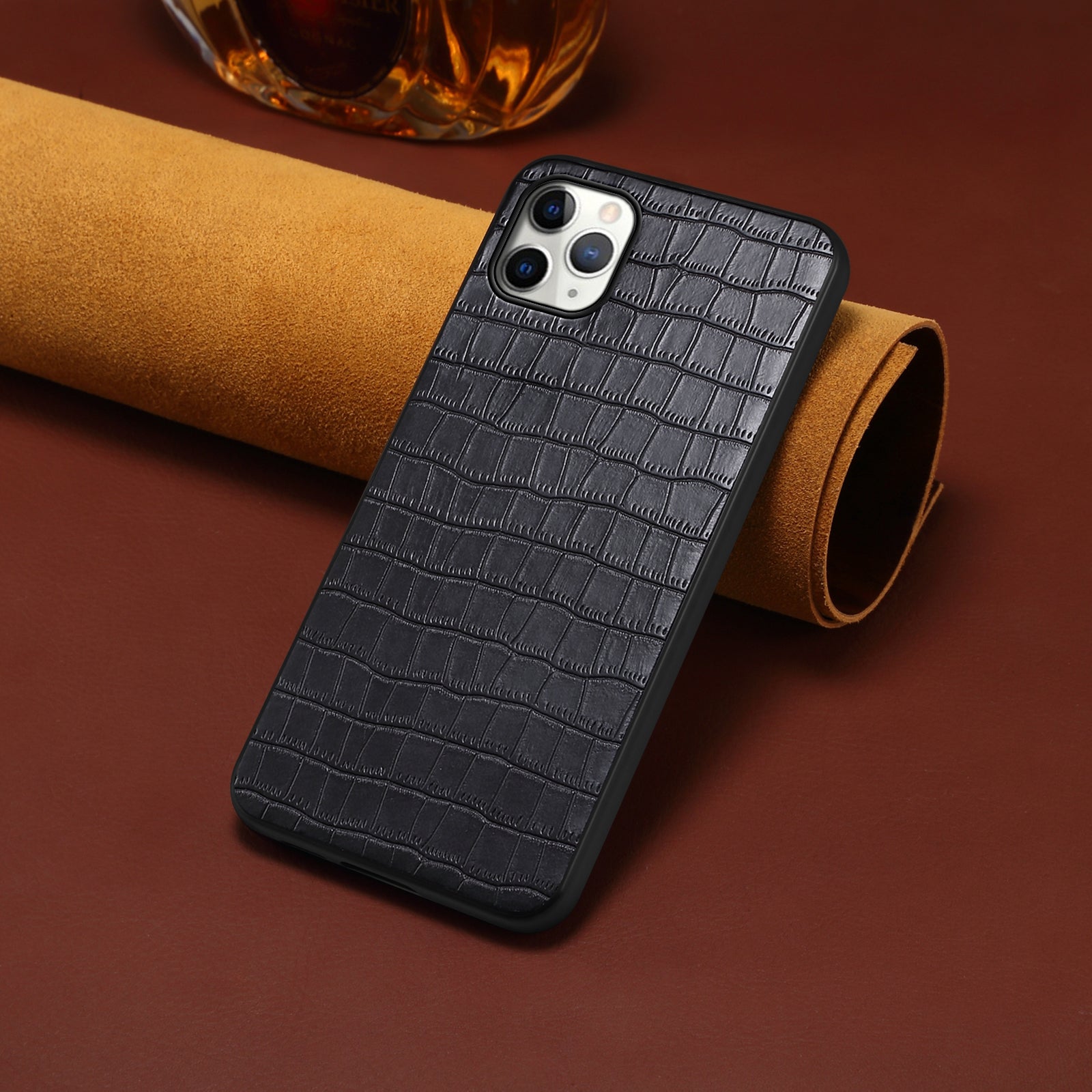 For iPhone 11 Pro Max Case Crocodile Textured Anti-dust PU Leather+PC+TPU Phone Protector