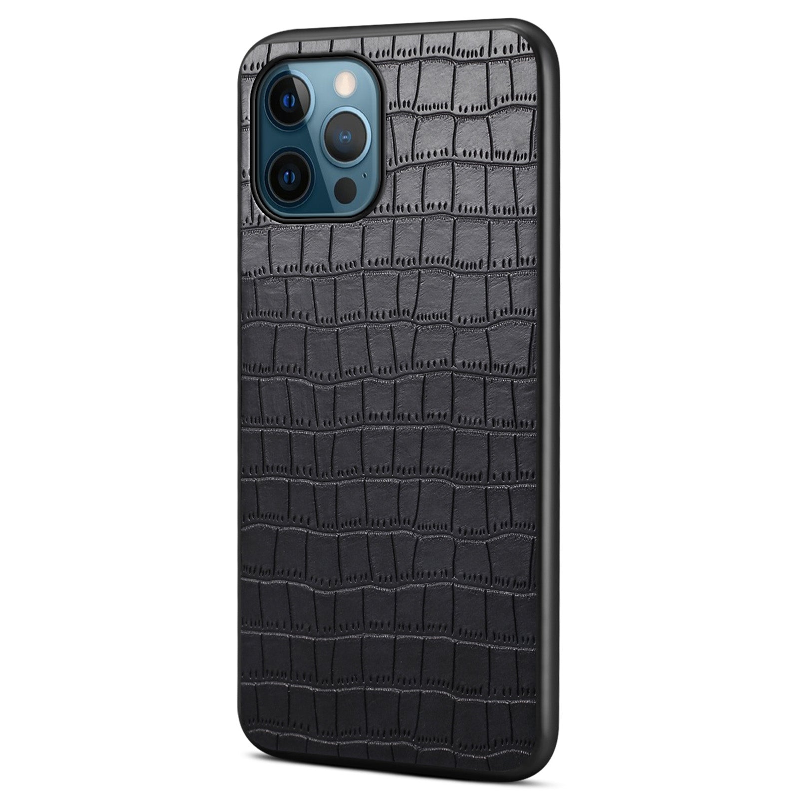 For iPhone 12 Pro Max 6.7 inch Cell Phone Case Crocodile Textured Shock Absorbing Cover