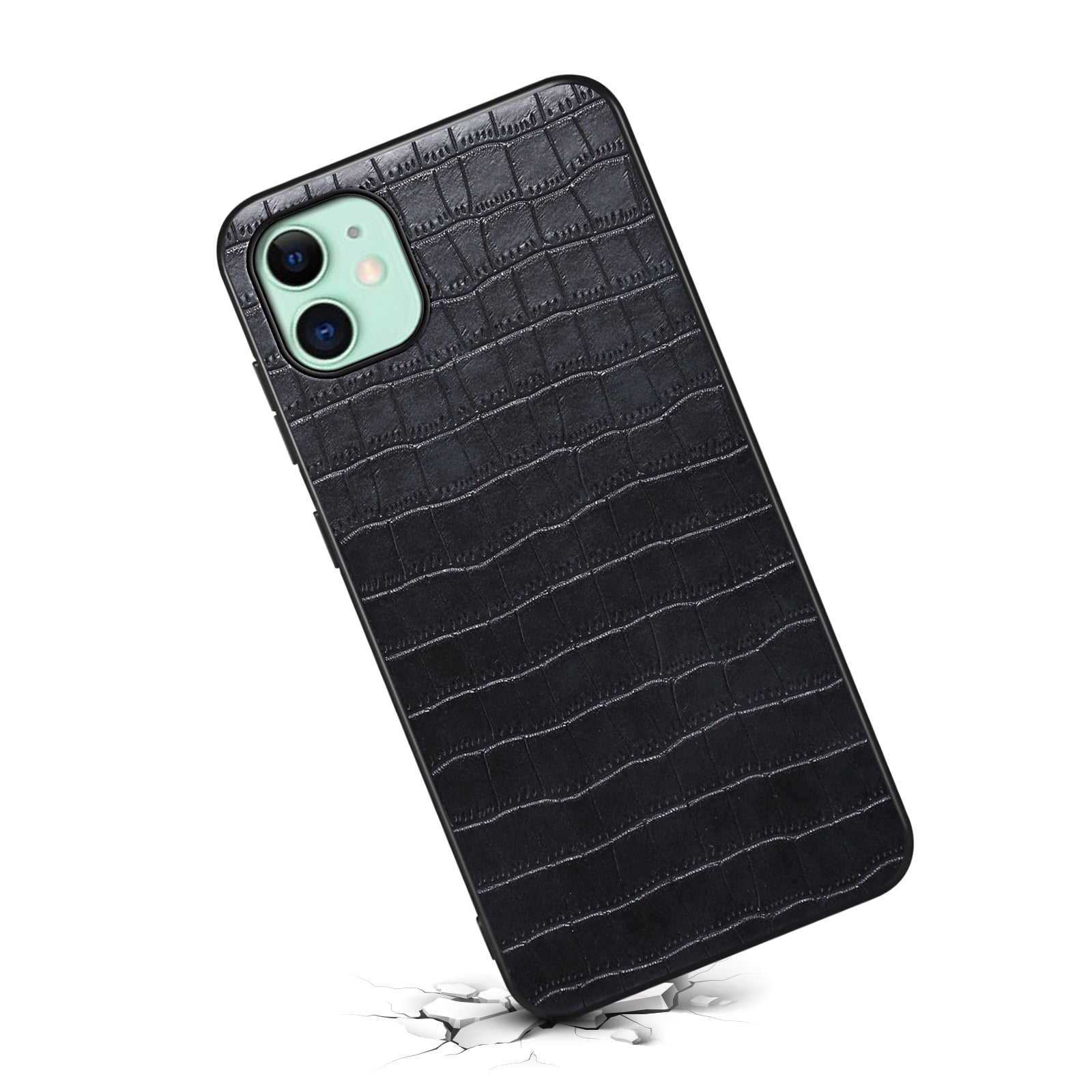 For iPhone 11 Shockproof Case PU+PC+TPU Phone Cover with Crocodile Texture