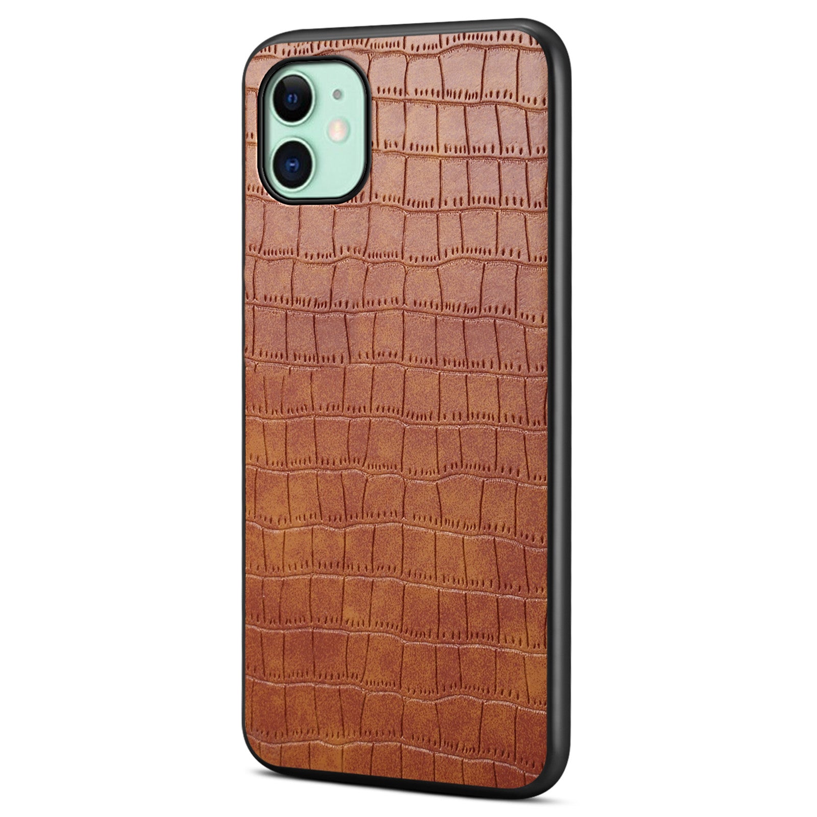 For iPhone 11 Shockproof Case PU+PC+TPU Phone Cover with Crocodile Texture
