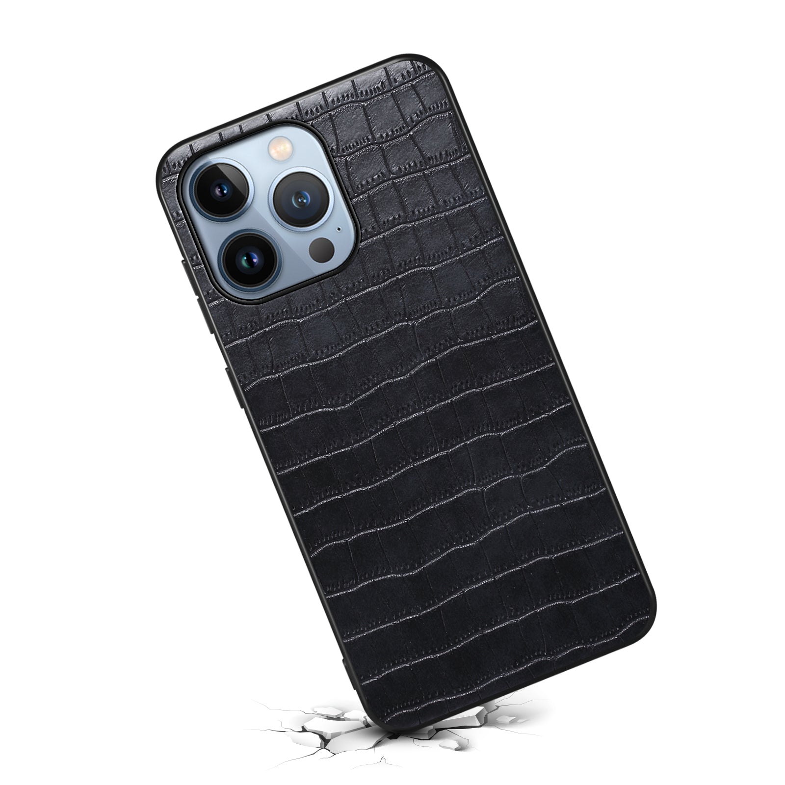 For iPhone 13 Pro 6.1 inch Case Crocodile Texture PU Leather Coated PC+TPU Drop-resistant Protective Cover