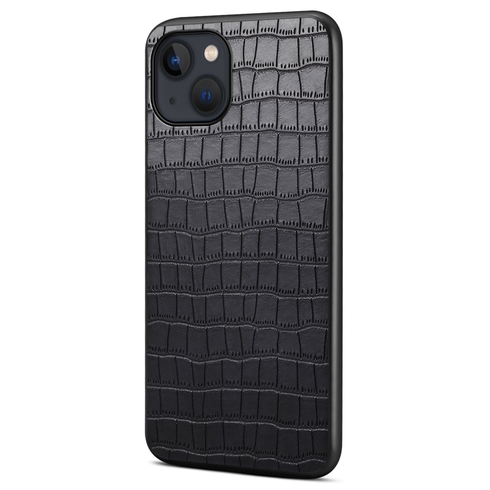 For iPhone 13 6.1 inch Phone Cover PU+PC+TPU Crocodile Textured Shock-Absorbent Back Case