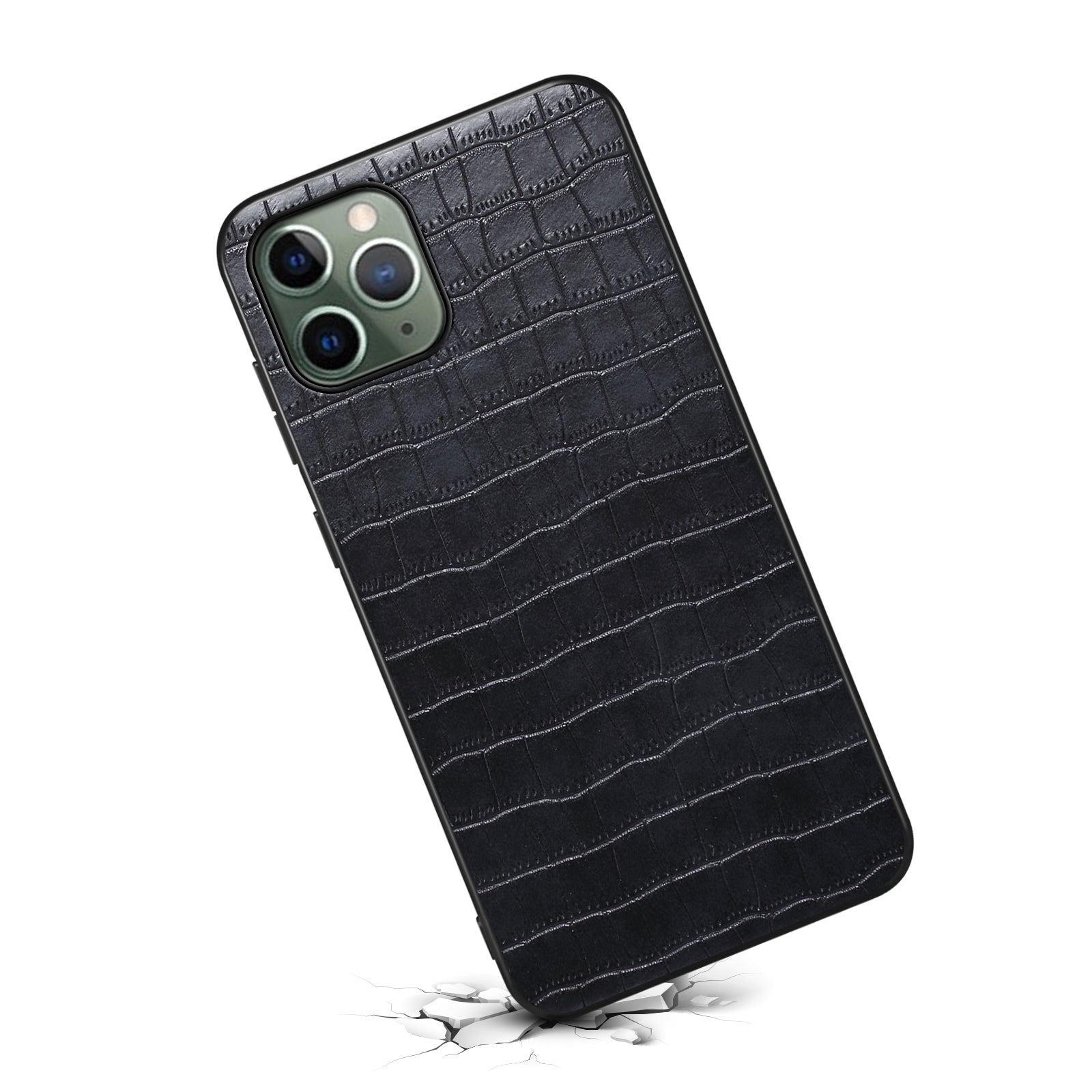 For iPhone 11 Pro Shockproof Case PU+PC+TPU Crocodile Textured Phone Back Protector