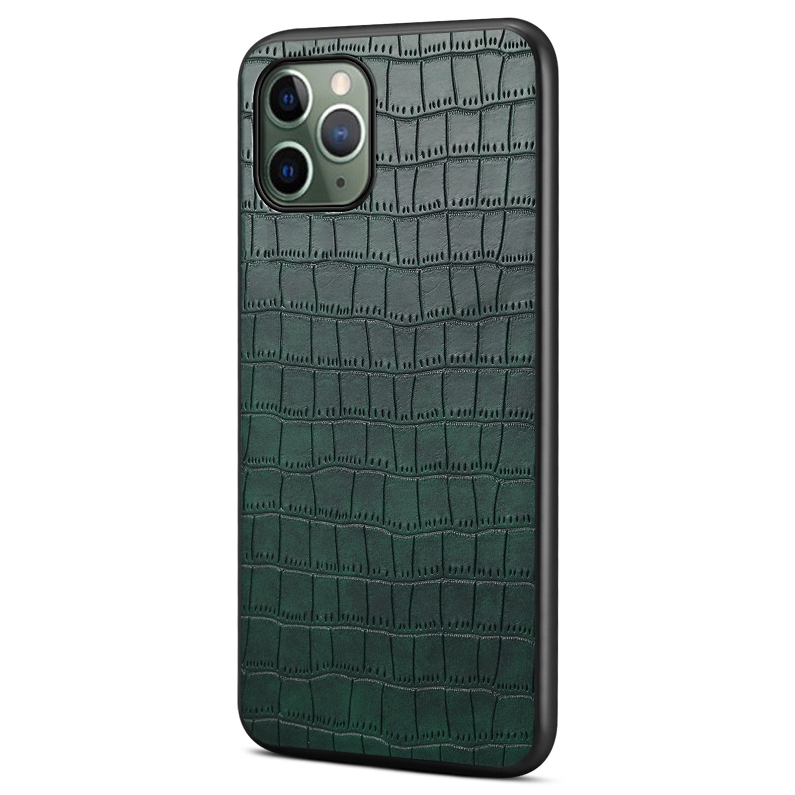 For iPhone 11 Pro Shockproof Case PU+PC+TPU Crocodile Textured Phone Back Protector