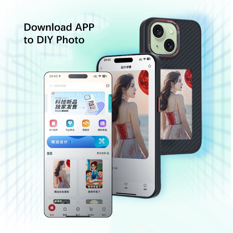For iPhone 15 NFC DIY Pattern Phone Case 3-Color E Ink Case Display Customization