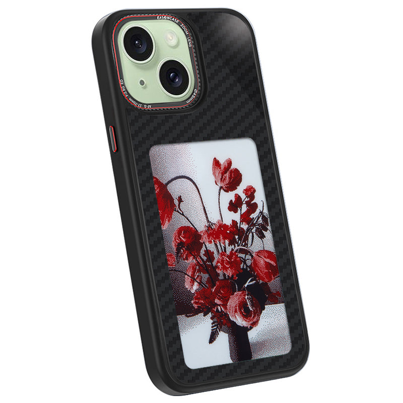 For iPhone 13 Case Customized Pattern Phone Cover Carbon Fiber Texture 3-Color E Ink Case Display