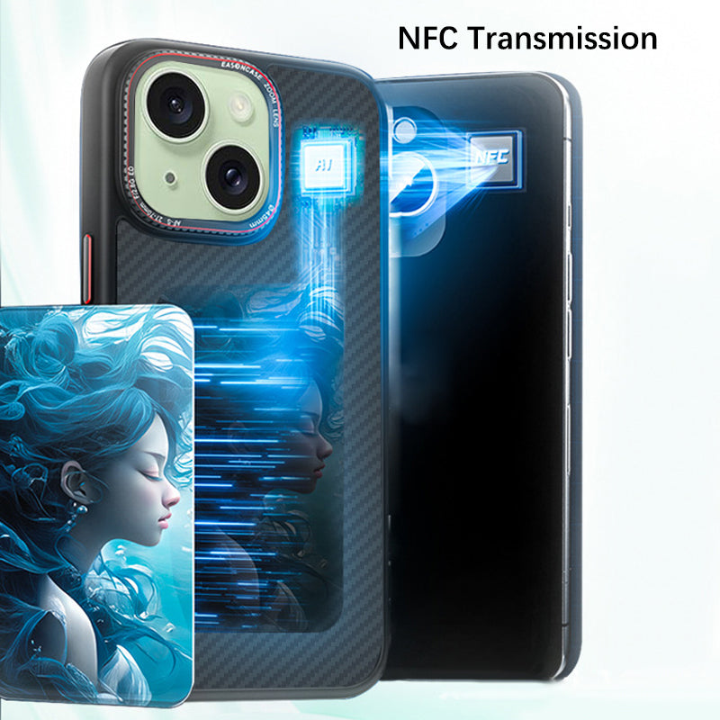 For iPhone 13 Case Customized Pattern Phone Cover Carbon Fiber Texture 3-Color E Ink Case Display