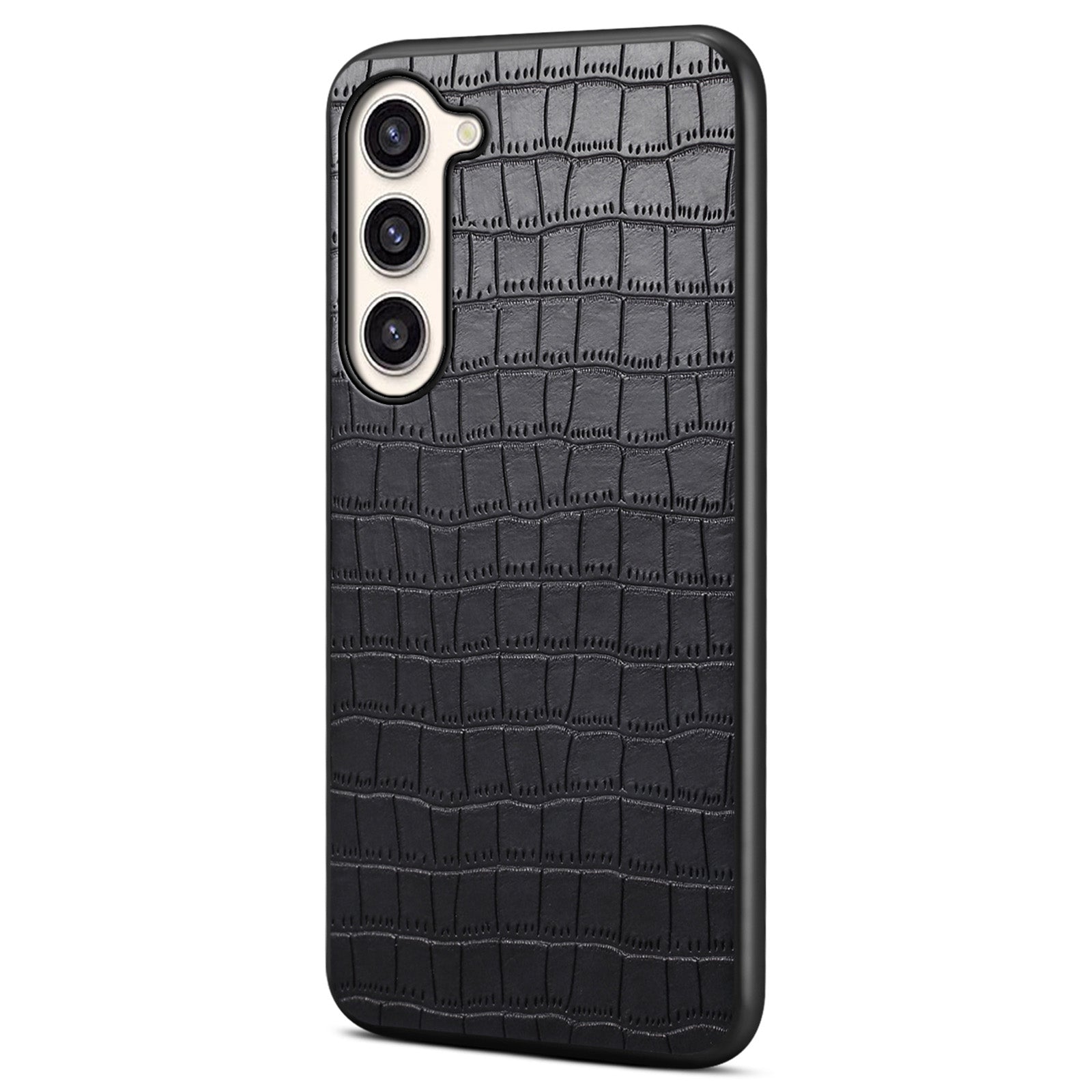 For Samsung Galaxy S23+ Slim Case Crocodile Textured Leather Covered Hybrid Phone Case
