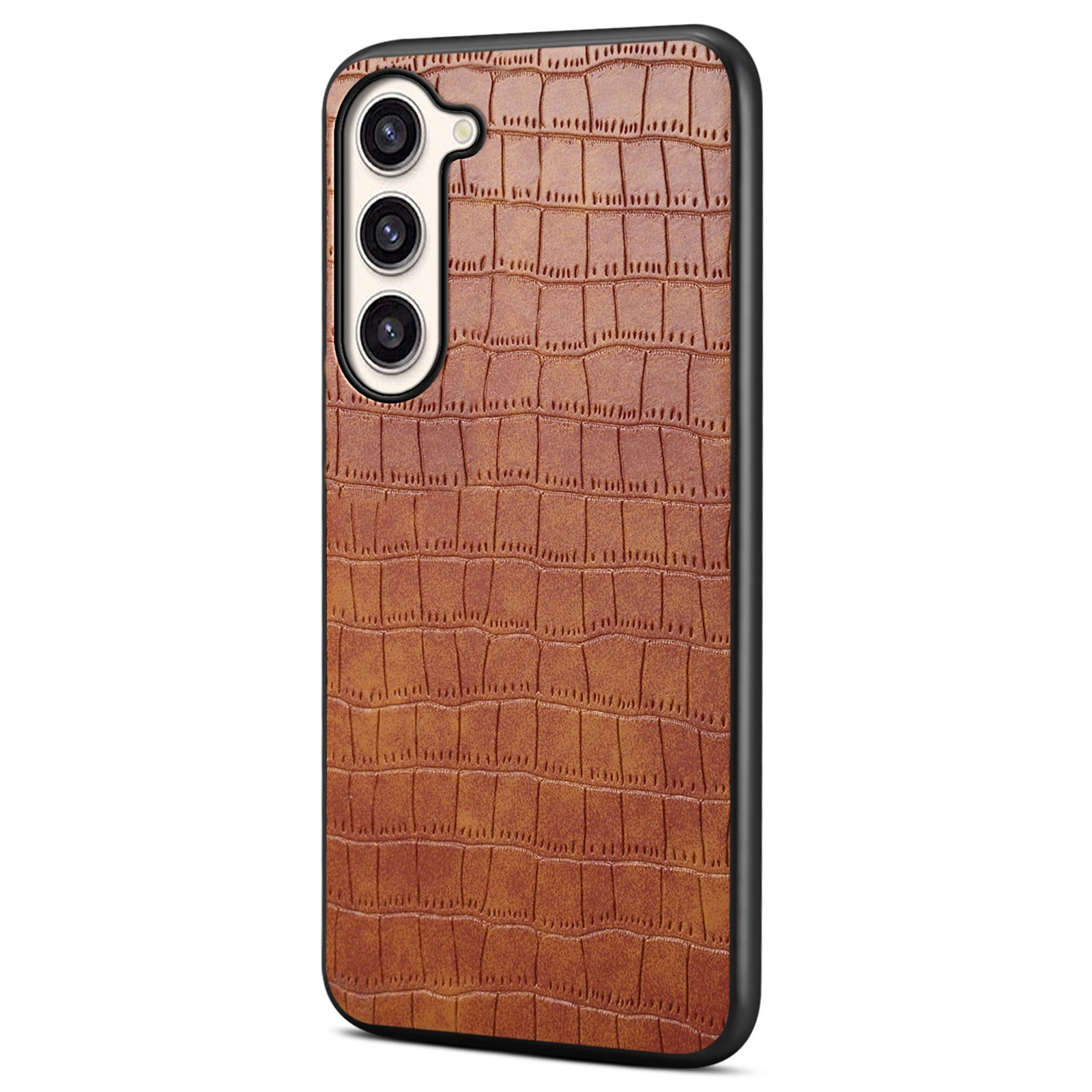 For Samsung Galaxy S23+ Slim Case Crocodile Textured Leather Covered Hybrid Phone Case