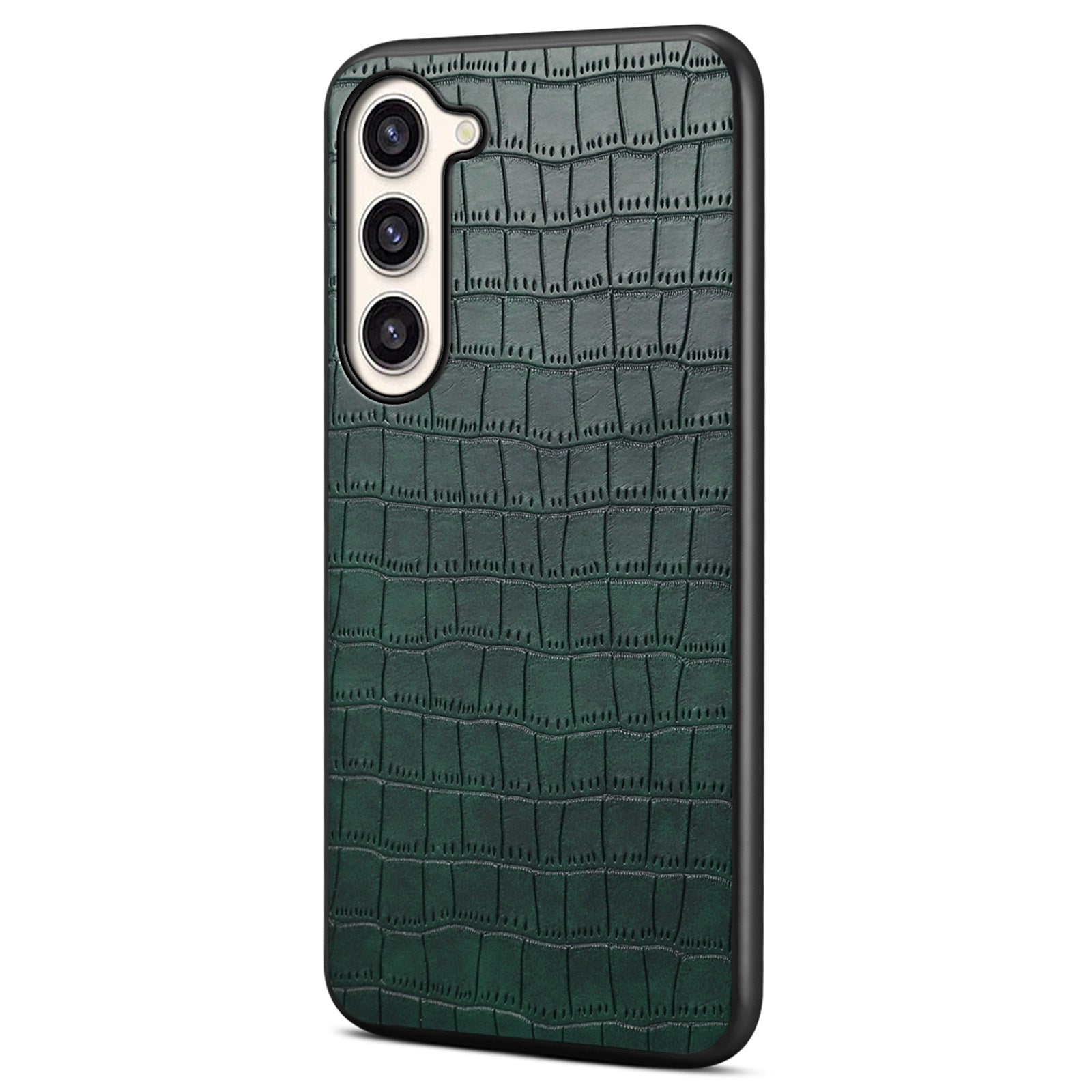 For Samsung Galaxy S23+ Slim Case Crocodile Textured Leather Covered Hybrid Phone Case