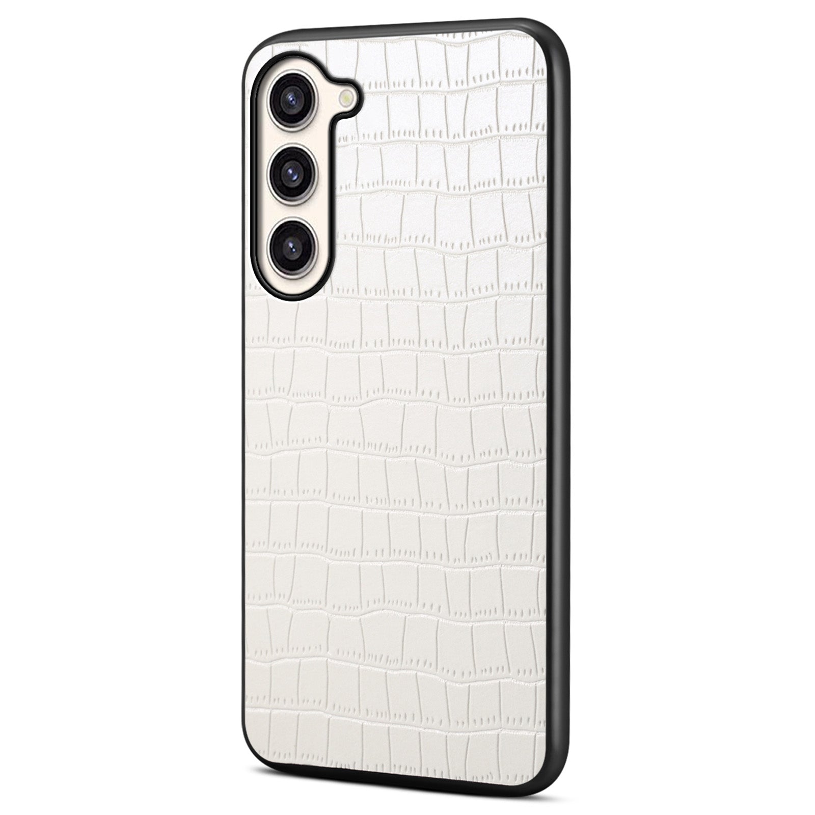 For Samsung Galaxy S23+ Slim Case Crocodile Textured Leather Covered Hybrid Phone Case
