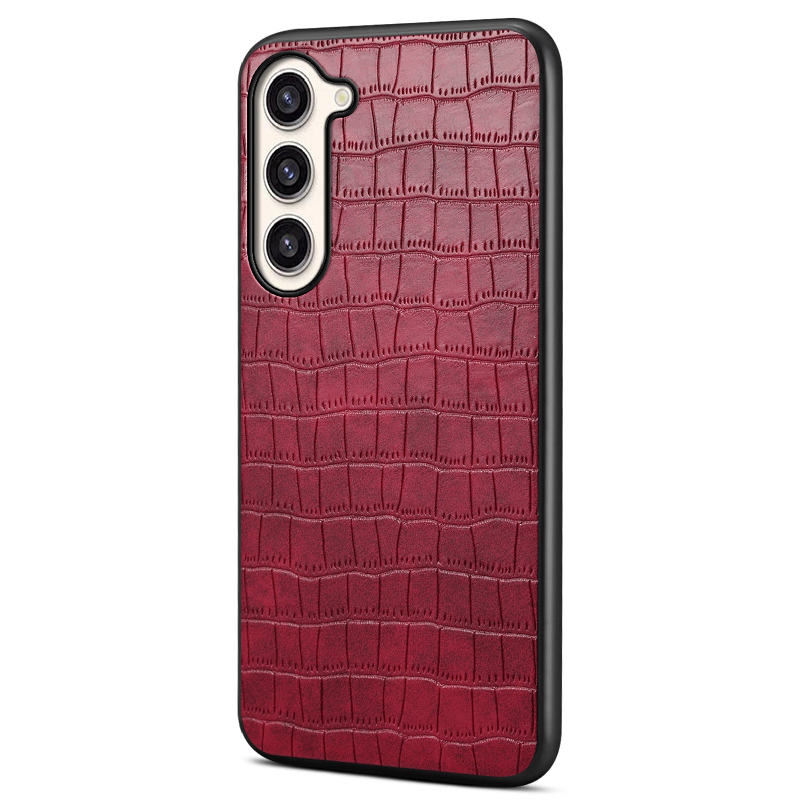 For Samsung Galaxy S23+ Slim Case Crocodile Textured Leather Covered Hybrid Phone Case
