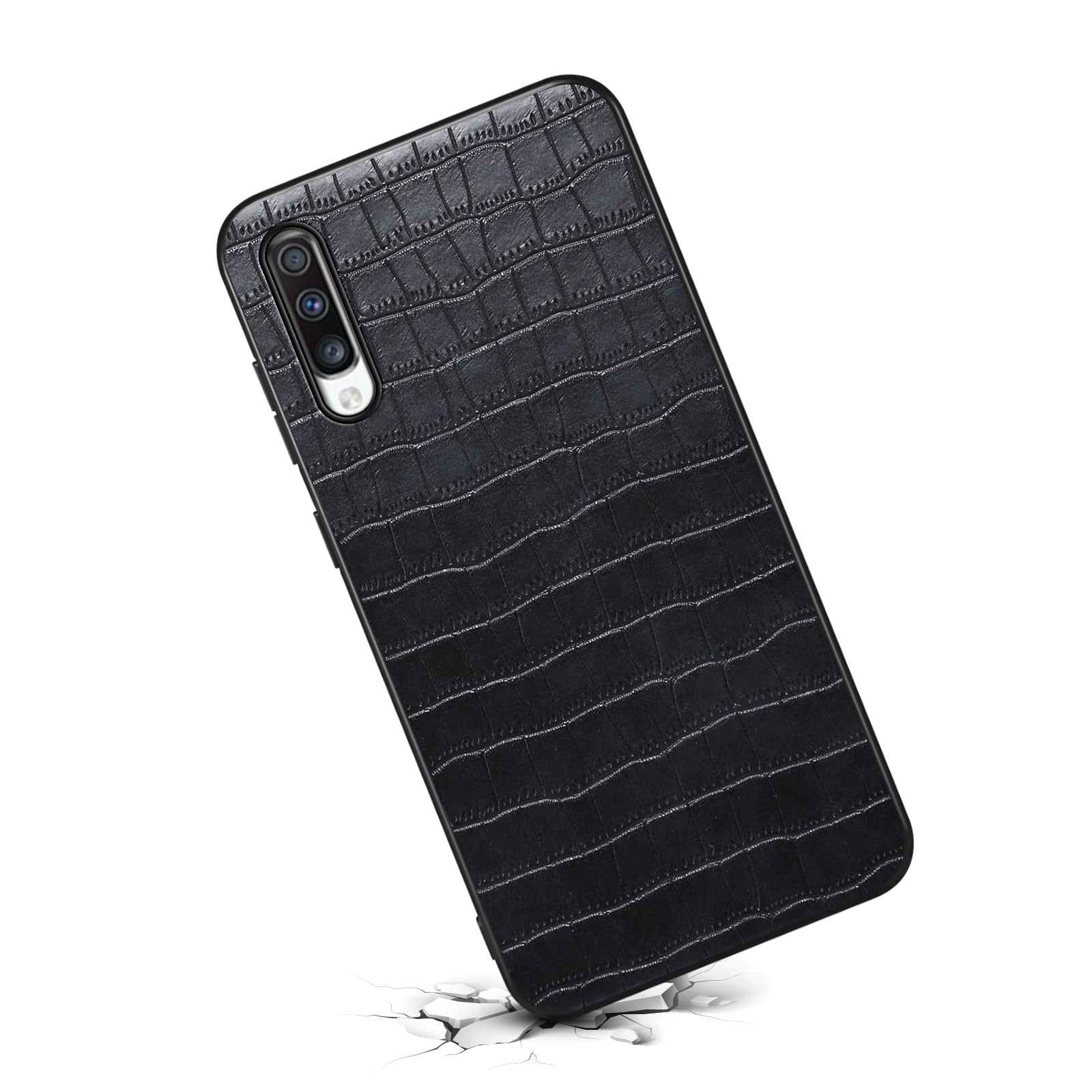 For Samsung Galaxy A70 Hybrid Cases Crocodile Textured Leather Covered Shockproof Phone Shell