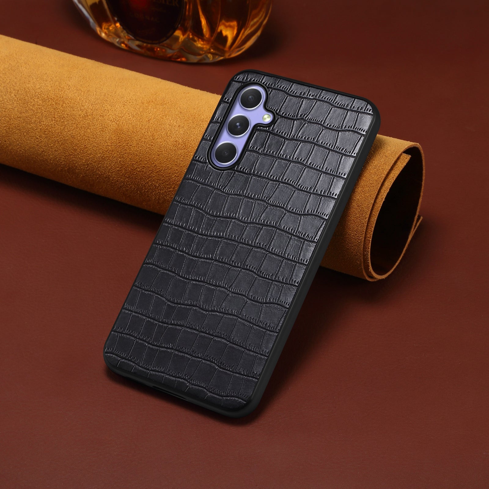For Samsung Galaxy A55 5G Protective Cases Crocodile Textured Hybrid Phone Case