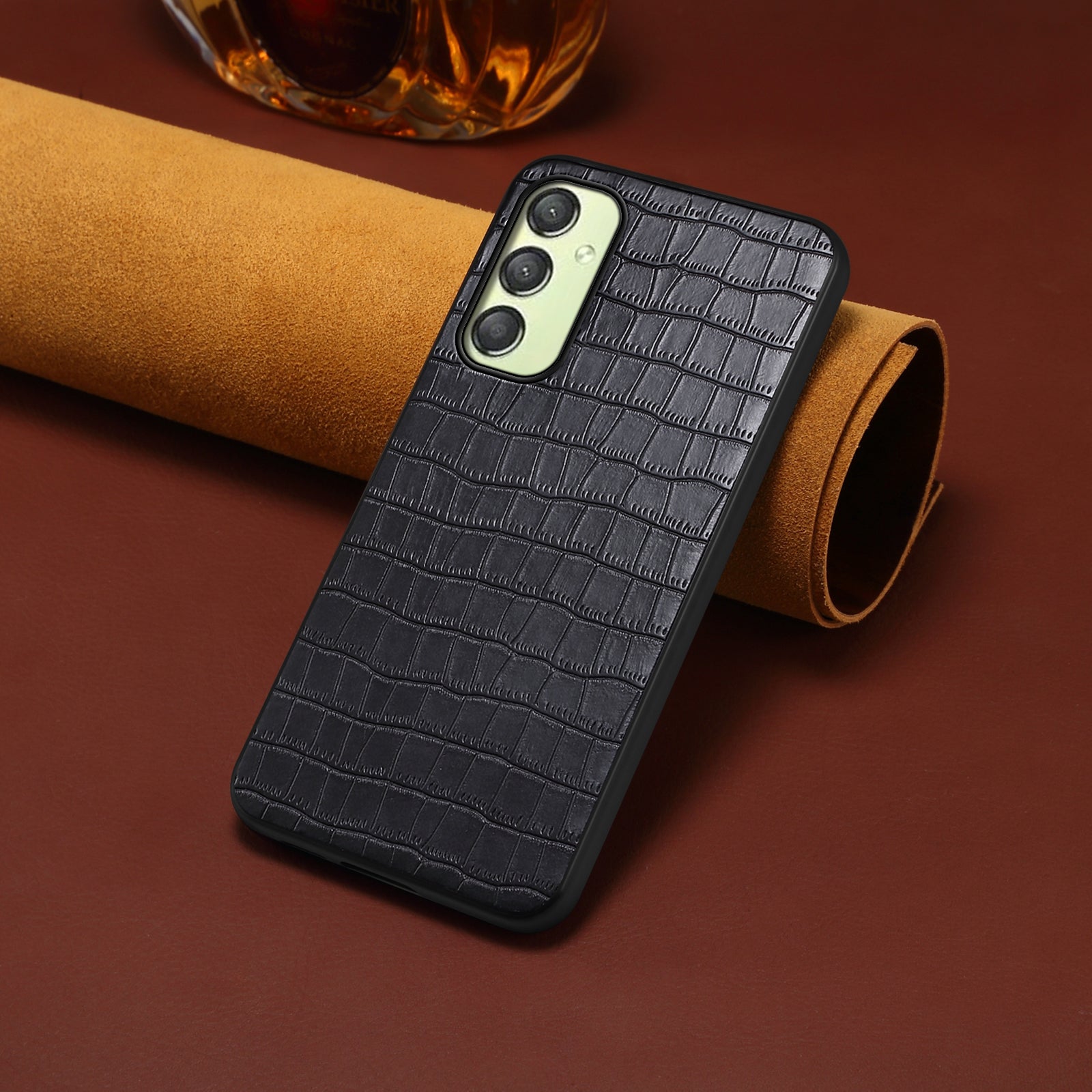 For Samsung Galaxy A25 5G (Global) (161.0 x 76.5 x 8.3mm) Slim Case Crocodile Textured Leather Hybrid Phone Cover