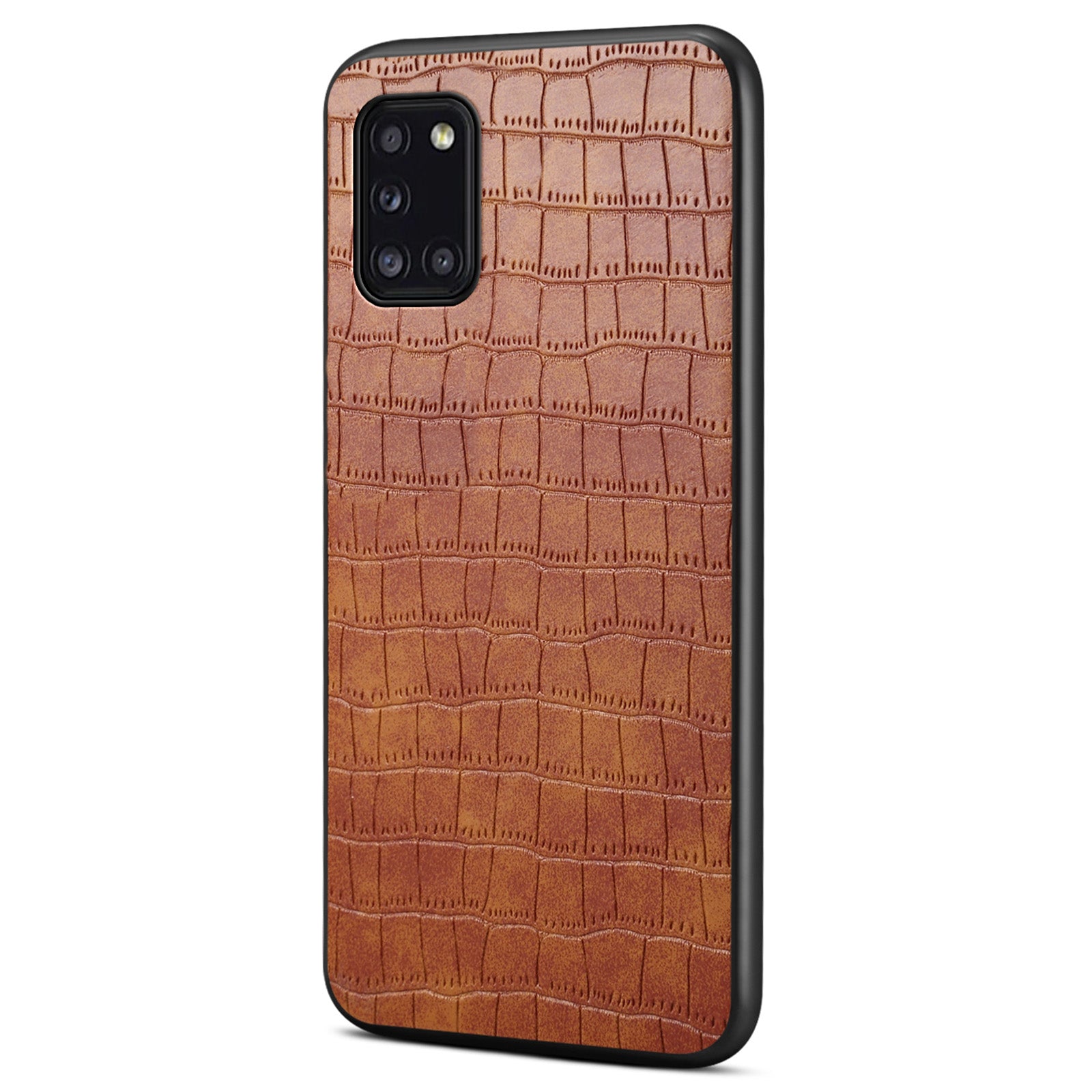 For Samsung Galaxy A31 Shockproof Case Crocodile Textured Leather Hybrid Slim Phone Case
