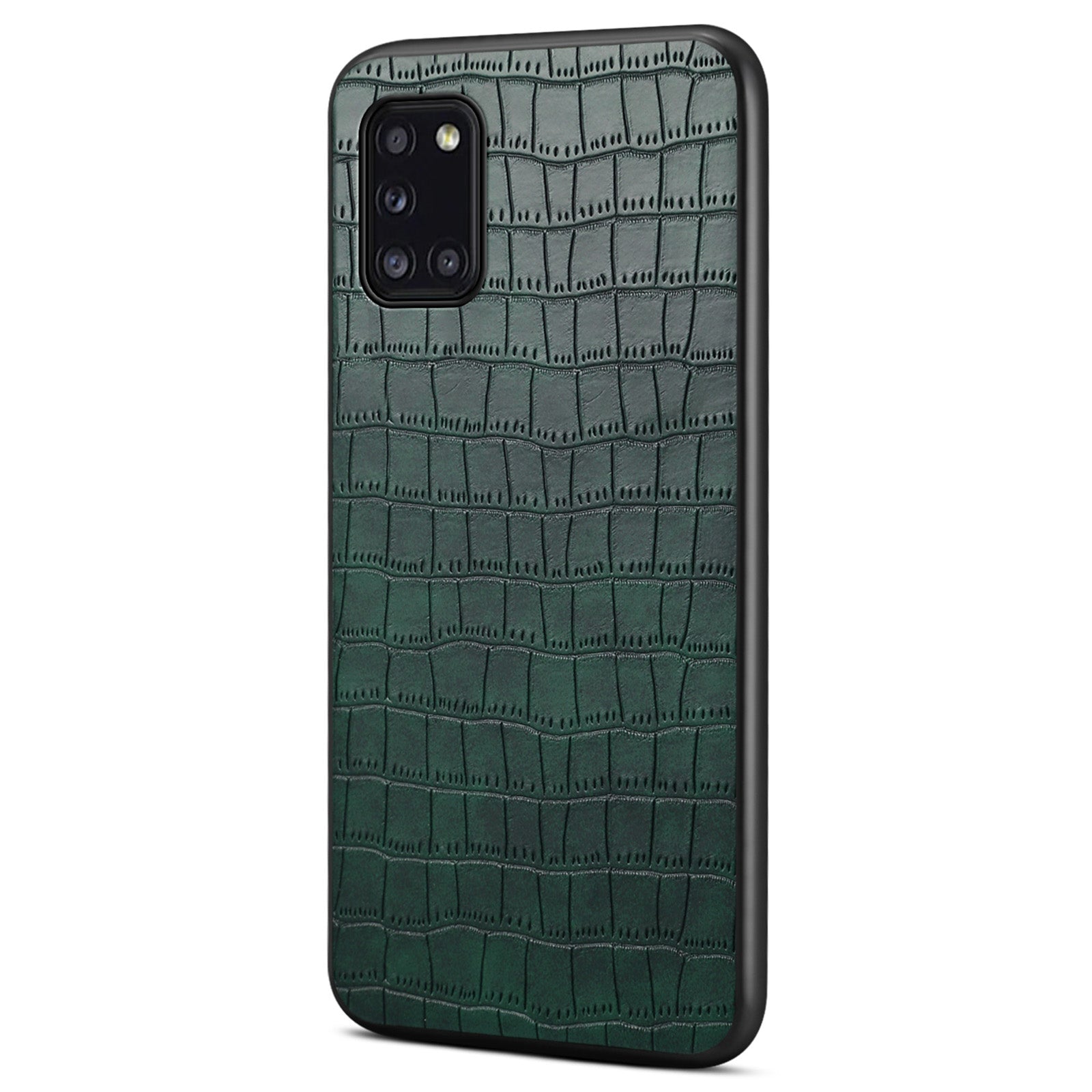 For Samsung Galaxy A31 Shockproof Case Crocodile Textured Leather Hybrid Slim Phone Case