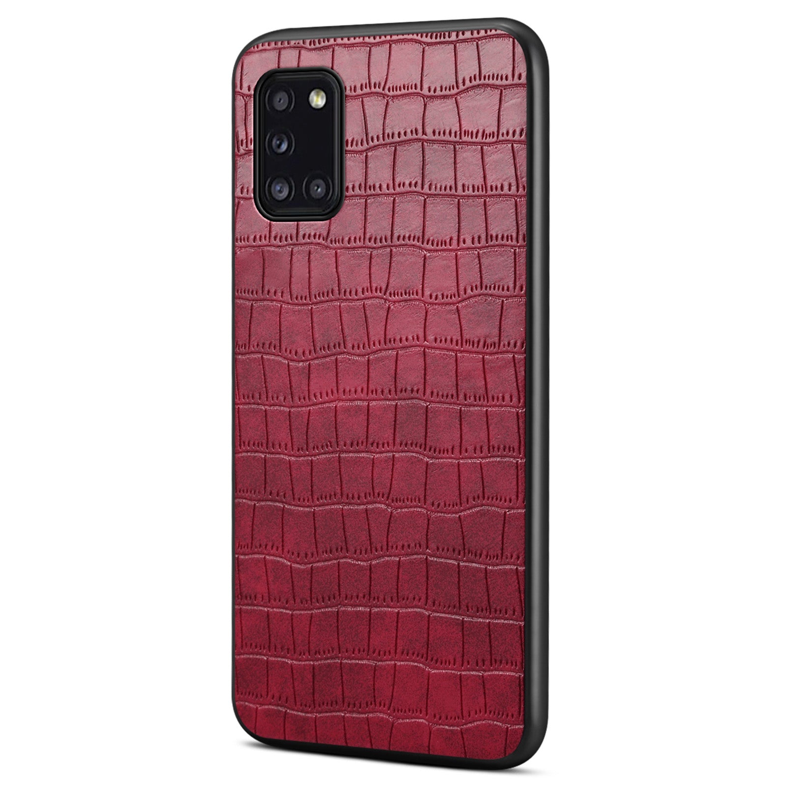 For Samsung Galaxy A31 Shockproof Case Crocodile Textured Leather Hybrid Slim Phone Case