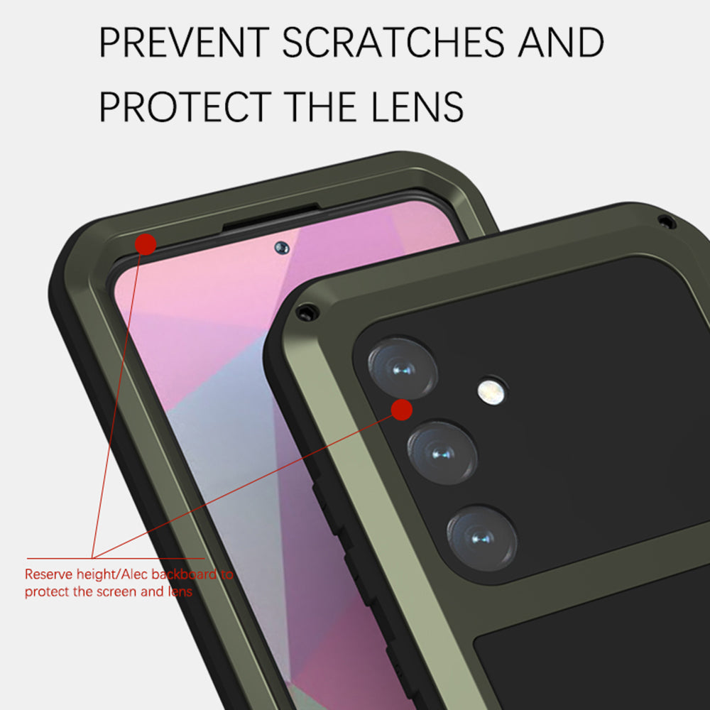 LOVE MEI For Samsung Galaxy S24+ Case Tempered Glass Film Metal+Silicone Cover