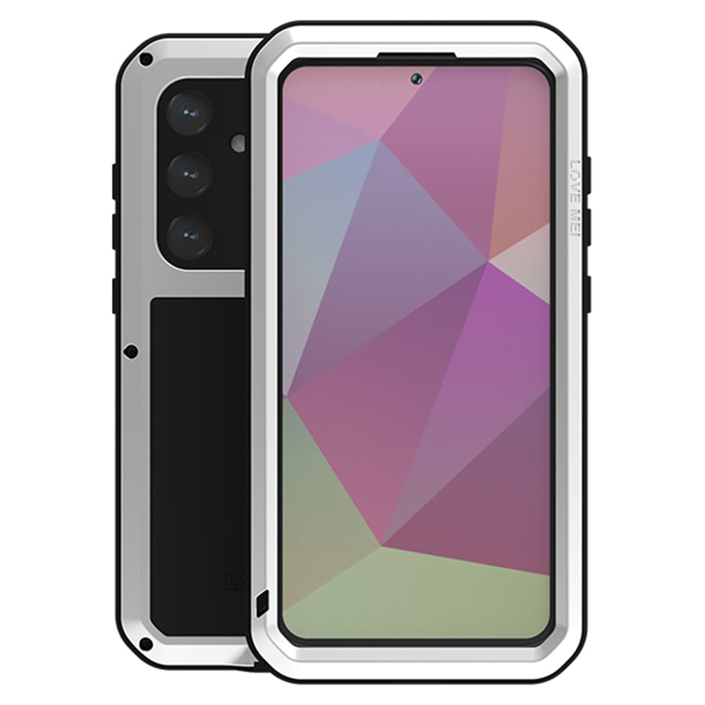 LOVE MEI For Samsung Galaxy S24+ Case Tempered Glass Film Metal+Silicone Cover