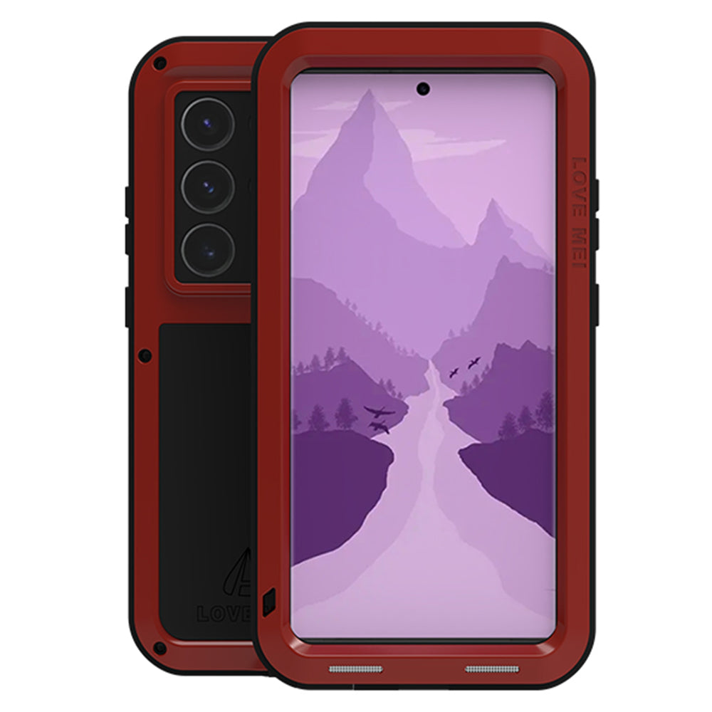 LOVE MEI For Samsung Galaxy S24 Ultra Case Metal+Silicone Phone Cover with Tempered Glass Film