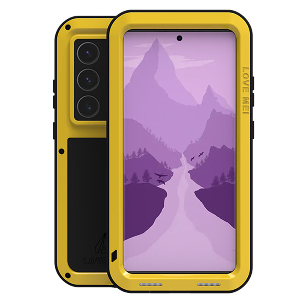 LOVE MEI For Samsung Galaxy S24 Ultra Case Metal+Silicone Phone Cover with Tempered Glass Film