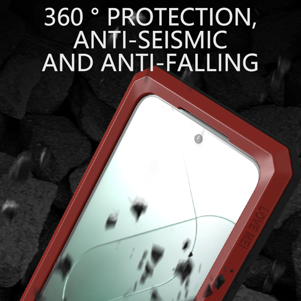 LOVE MEI For Xiaomi 14 Pro Case Tempered Glass Film Metal+Silicone Rugged Phone Cover
