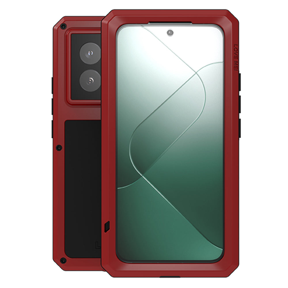 LOVE MEI For Xiaomi 14 Pro Case Tempered Glass Film Metal+Silicone Rugged Phone Cover