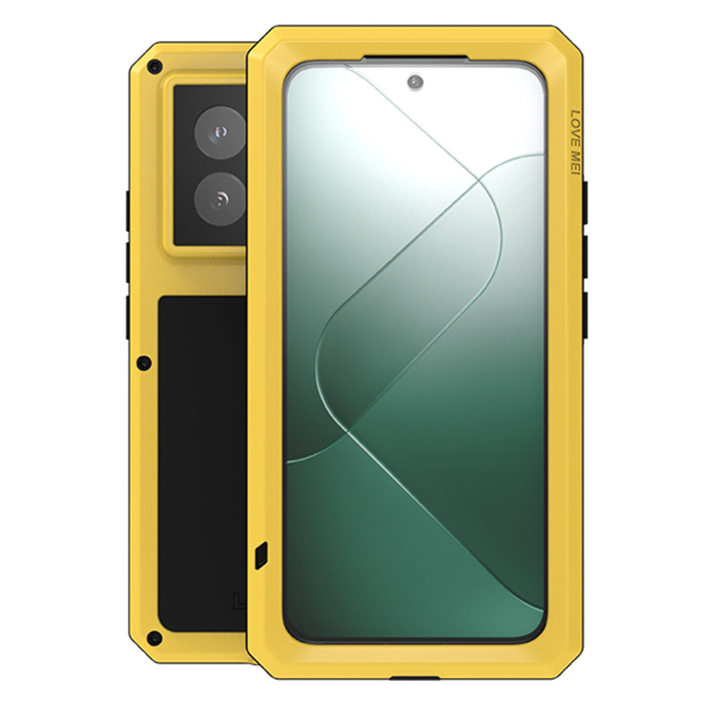 LOVE MEI For Xiaomi 14 Pro Case Tempered Glass Film Metal+Silicone Rugged Phone Cover