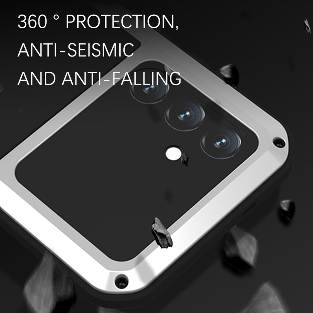 LOVE MEI For Samsung Galaxy S24 Case Metal+Silicone Phone Cover with Tempered Glass Film