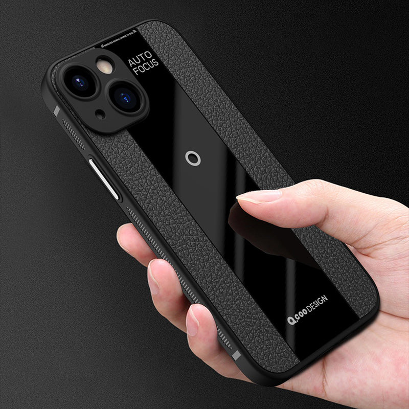Q.COO For iPhone 14 Pro Max Mobile Phone Cover TPU+Acrylic+Leather Anti-scratch Case