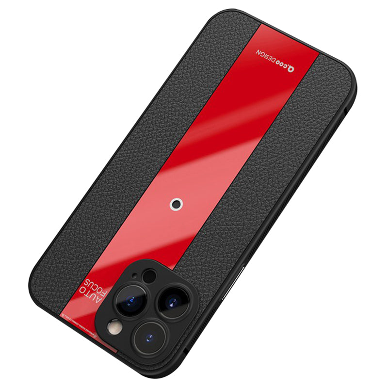 Q.COO For iPhone 15 Pro Case Textured PU Leather+TPU+Acrylic Drop Protection Phone Cover