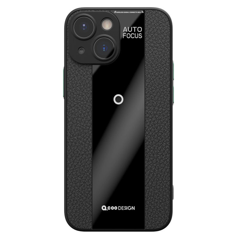 Q.COO Textured Phone Case for iPhone 13 mini Slim-Fit PU Leather+TPU+Acrylic Phone Shell