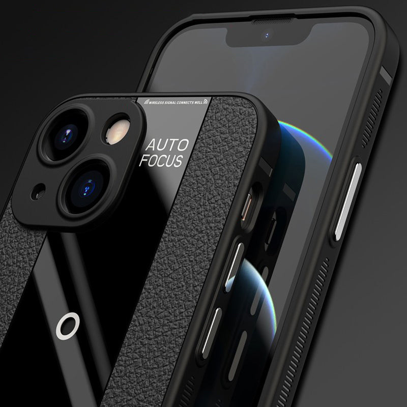 Q.COO For iPhone 14 Phone Case Anti-Drop PU Leather+TPU+Acrylic Ultra-Thin Cell Phone Cover