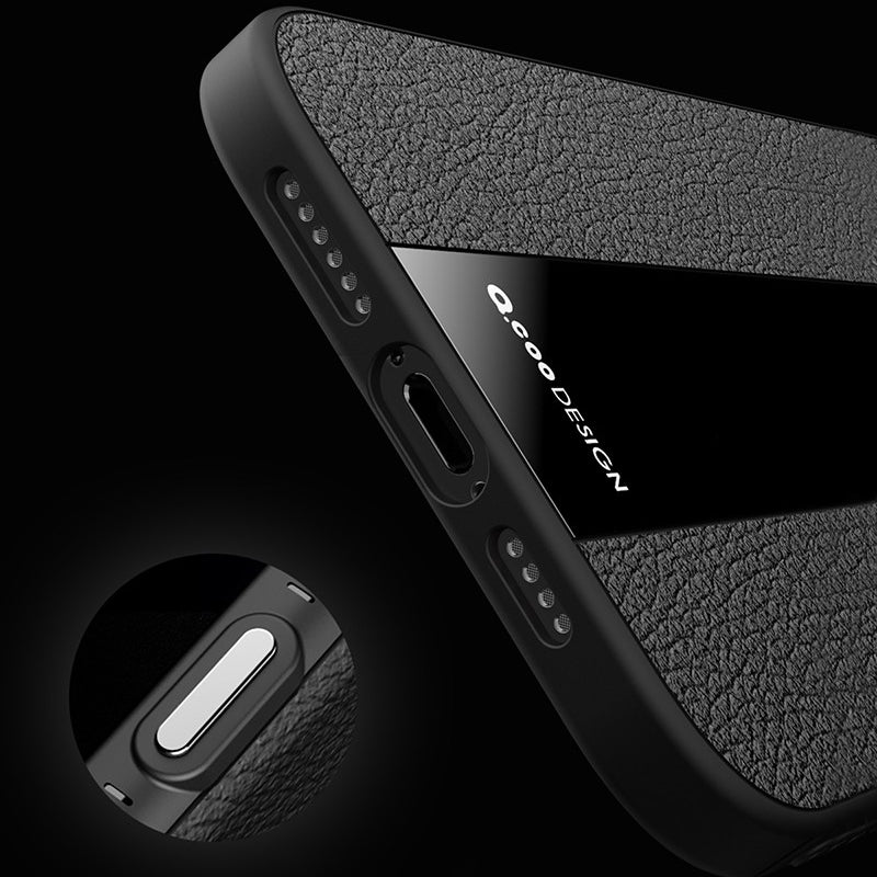 Q.COO For iPhone 14 Phone Case Anti-Drop PU Leather+TPU+Acrylic Ultra-Thin Cell Phone Cover