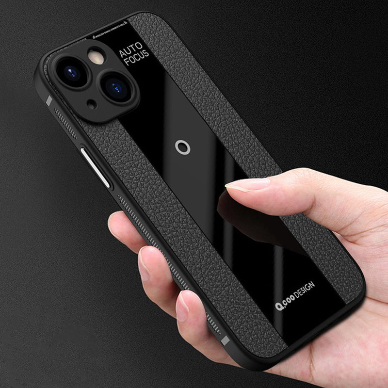 Q.COO For iPhone 14 Phone Case Anti-Drop PU Leather+TPU+Acrylic Ultra-Thin Cell Phone Cover