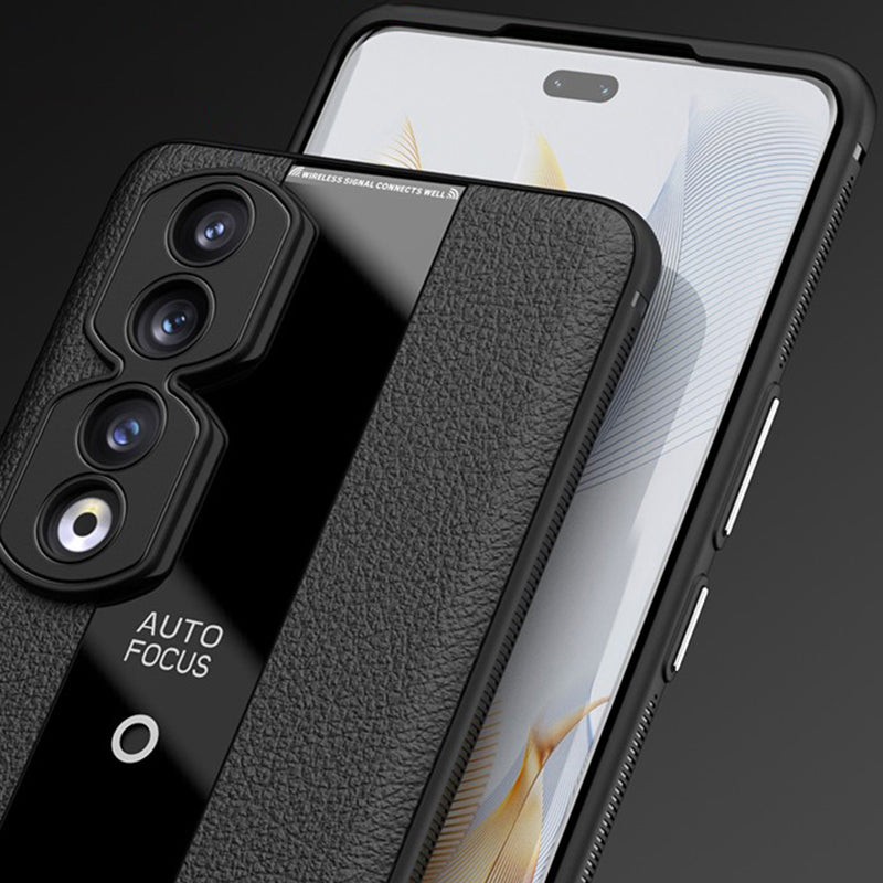 Q.COO For Honor 90 Pro Case PU Leather+TPU+Acrylic Shell Drop Protection Phone Cover