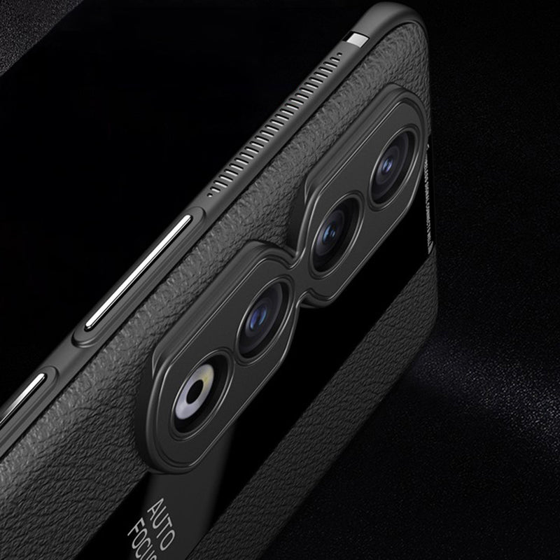 Q.COO For Honor 90 Pro Case PU Leather+TPU+Acrylic Shell Drop Protection Phone Cover