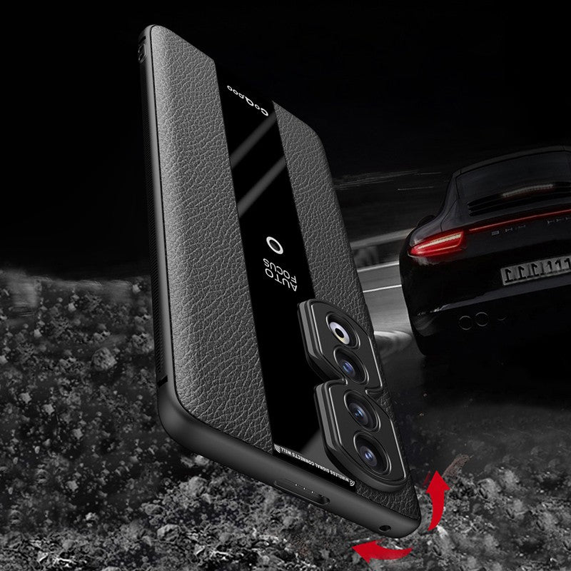 Q.COO For Honor 90 Pro Case PU Leather+TPU+Acrylic Shell Drop Protection Phone Cover