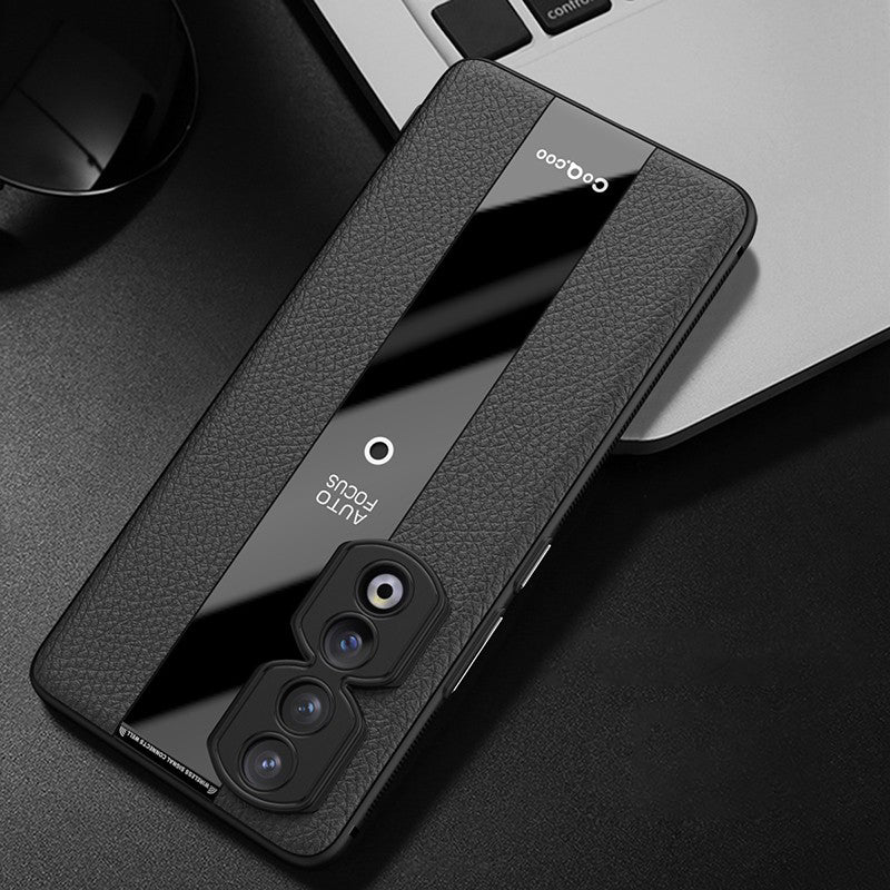 Q.COO For Honor 90 Pro Case PU Leather+TPU+Acrylic Shell Drop Protection Phone Cover