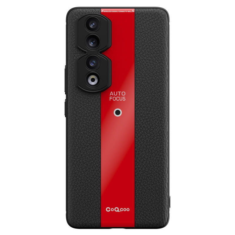 Q.COO For Honor 90 Pro Case PU Leather+TPU+Acrylic Shell Drop Protection Phone Cover