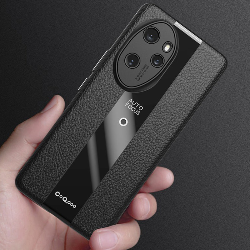Q.COO For Honor 100 Pro 5G Cell Phone Case Leather+TPU+Acrylic Anti-fall Protective Back Shell