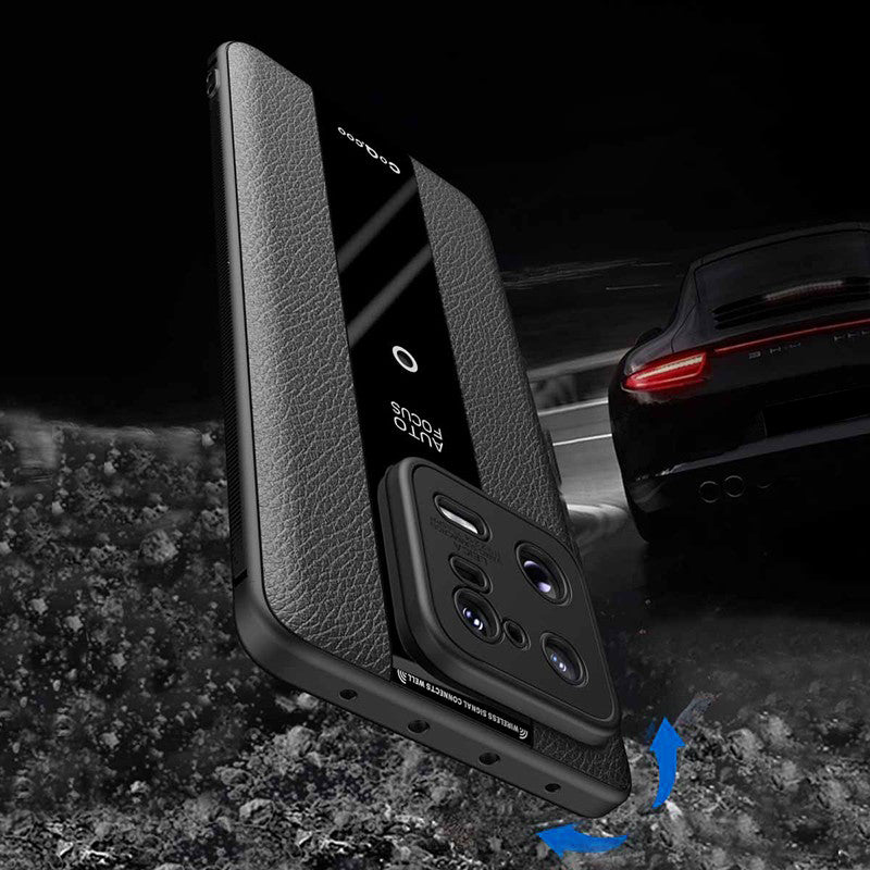 Q.COO For Xiaomi 13 Cell Phone Cases Leather Coated TPU+Acrylic Shock-Absorbent Shell