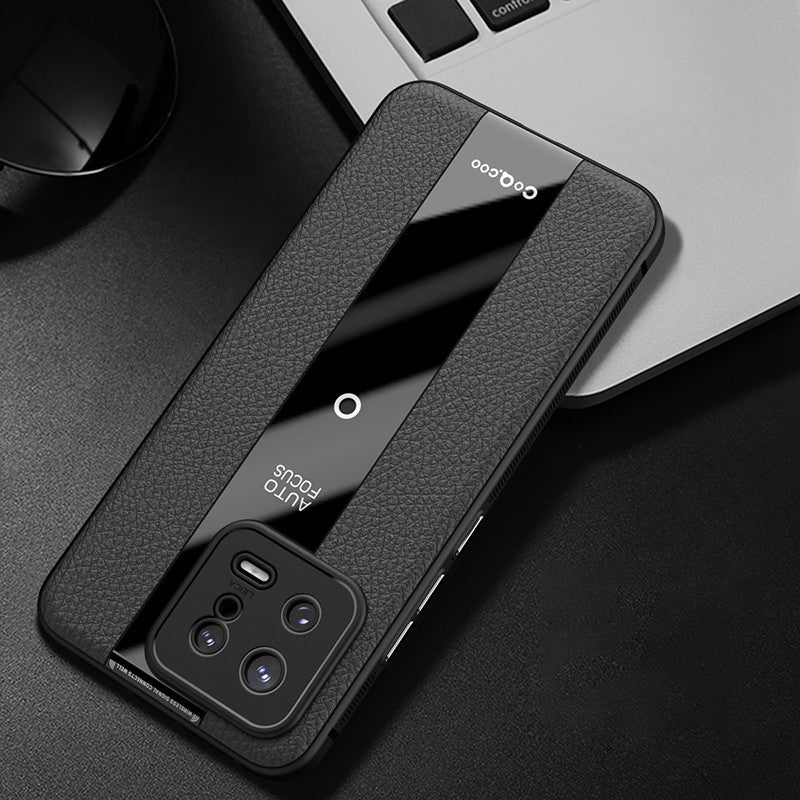Q.COO For Xiaomi 13 Cell Phone Cases Leather Coated TPU+Acrylic Shock-Absorbent Shell