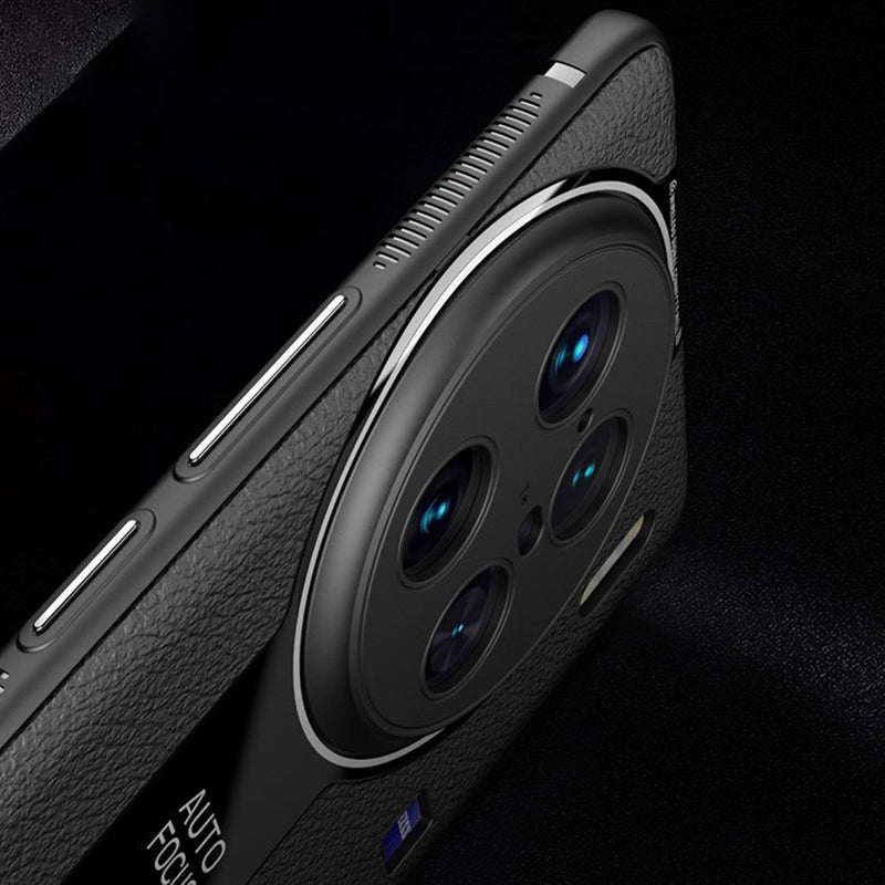Q.COO For vivo X90 Pro 5G Cell Phone Cases Leather Coated TPU+Acrylic Shell with Anti-slip Stripes