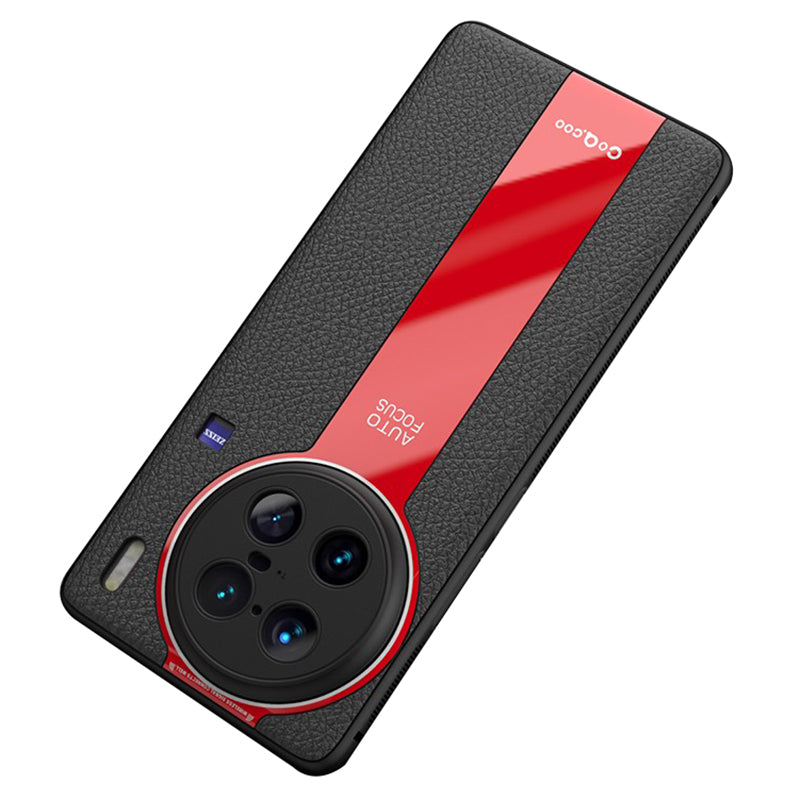 Q.COO For vivo X90 Pro 5G Cell Phone Cases Leather Coated TPU+Acrylic Shell with Anti-slip Stripes