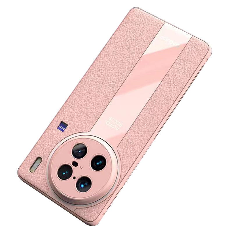 Q.COO For vivo X90 Pro 5G Cell Phone Cases Leather Coated TPU+Acrylic Shell with Anti-slip Stripes