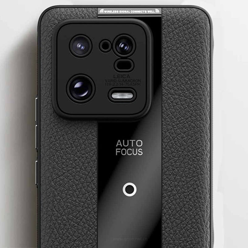 Q.COO For Xiaomi 13 Pro 5G Shockproof Case Textured PU Leather+TPU+Acrylic Phone Protector