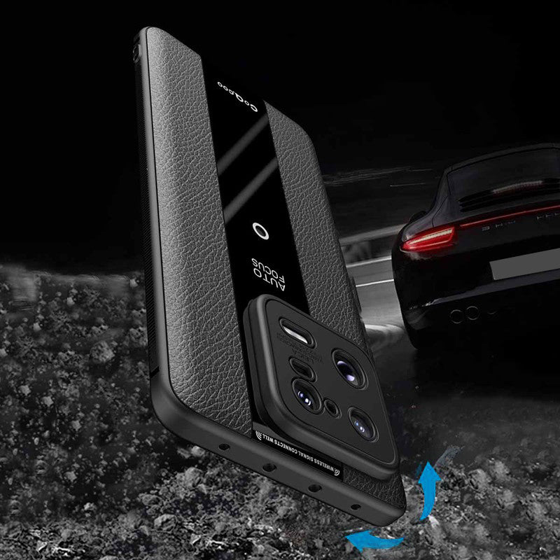 Q.COO For Xiaomi 13 Pro 5G Shockproof Case Textured PU Leather+TPU+Acrylic Phone Protector
